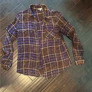 Mystree Purple and Brown Plaid Shirt